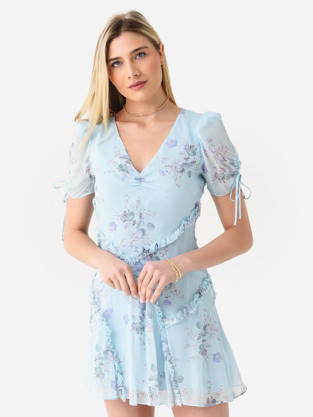 LoveShackFancy NWT* ($445.00) Powder Blue Puff-Sleeve Spring Breeze Mini Dress